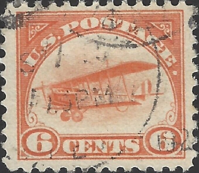 US Scott #C1 Used VF 6 Cent 1918 Curtis Jenny 1st Air Mail Stamp