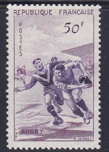 France # 803, Rugby, Hinged, Pencil #'s on back