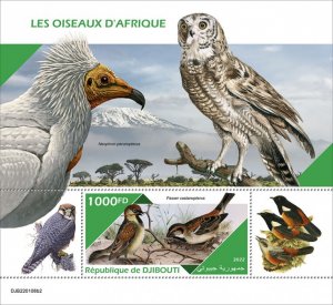 DJIBUTI - 2022 - African Birds - Perf Souv Sheet #2 - Mint Never Hinged