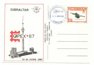Gibraltar Exb. Card Capex 87 Stamp Exhibition Cannon
