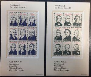 US #2216-2219 MNH OG XF - Presidents of the United States: Ameripex 86 SCV $30