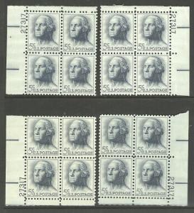 #1213 George Washington Plate Block NH #27317