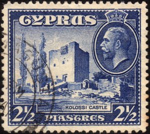 1934 Cyprus, 2 1/2p, Used, Sc 130, XF-Sup-95