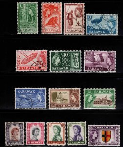 SARAWAK Scott197-211 Used QE2 complete set