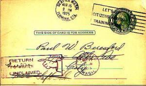 United States, Washington, Government Postal Card, Auxiliary Markings