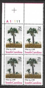 USA 2343: 25c South Carolina, MNH, VF