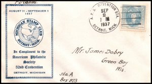 US American Philatelic Society 52nd Convention 1937 Cover