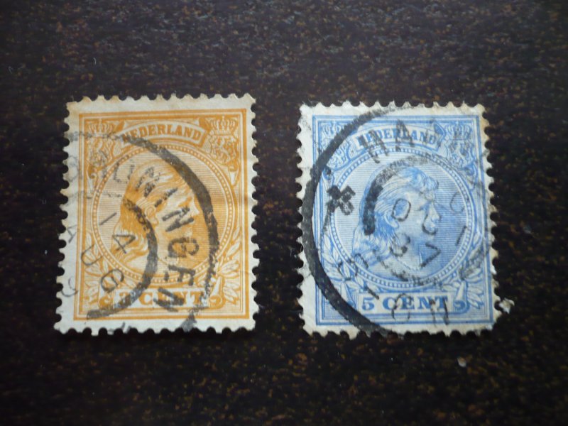 Stamps - Netherlands - Scott# 40-41 - Used Partial Set of 2 Stamps