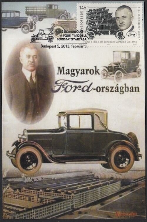 HUNGARY #4261, MAXIMUM CARD - 100th ANN of FORD MOTOR Co ASSEMBLY LINE