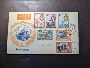 1954 British Tristan Da Cunha Souvenir First Day Cover FDC Stamp Set