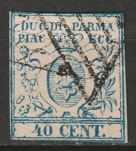 Italy Parma 1857 Sc 11a used narrow 0 type II