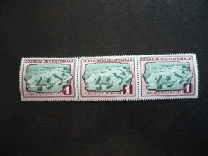 Stamps - Guatemala - Scott# 340 - Mint Never Hinged  Strip of 3 Stamps