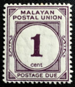 Malaya 1936-38 Malayan Postal Union 1c MH SG#D1 M3930