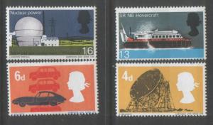 Great Britain 1966 Technology Phosphor (4) Scott # 466p-69p