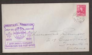 CANADA - Scott 304 -1951 Saskatoon Exhibition With Exhibition Post Office Cancel