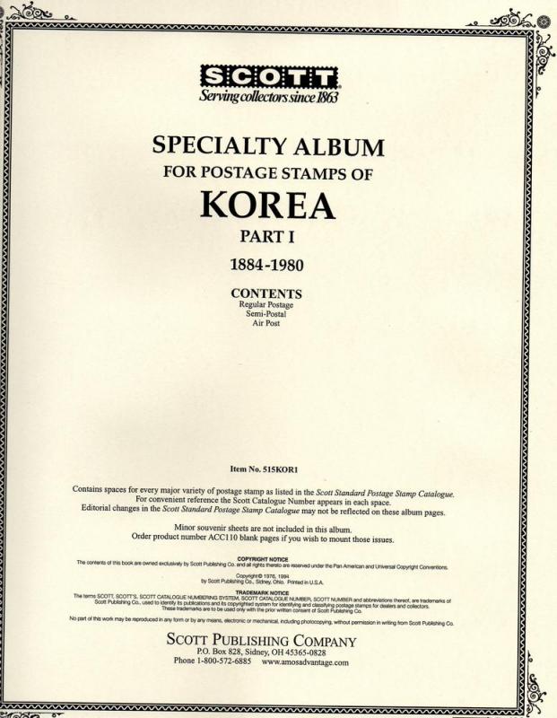 Scott Specialty Album pages for Korea part 1 
