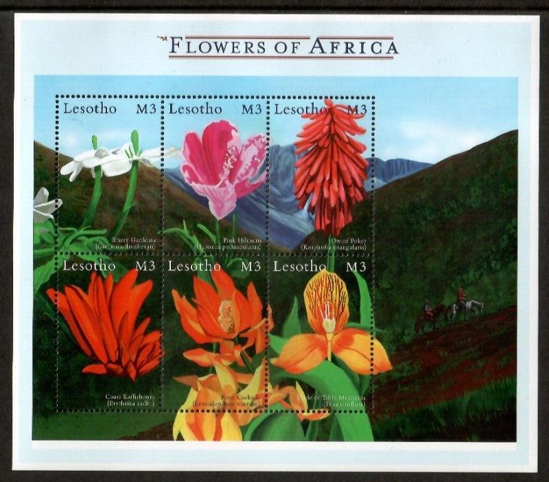 Lesotho 2000 - Flowers Mountains - Sheet of 6 Stamps - Scott #1237 - MNH