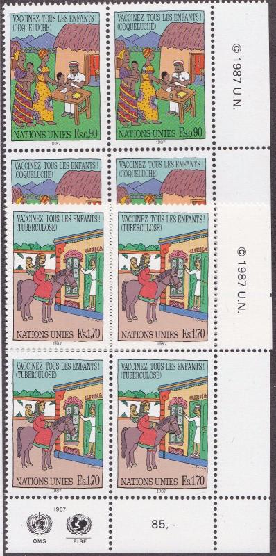 UN GENEVA MNH Scott # 160-161 Immunize Children Corner Blocks (8 Stamps) -2