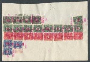 CANADA REVENUE FX61, FX71, FX84, FX91, FX94 EXCISE TAX STAMPS ON DOCUMENT PIECE