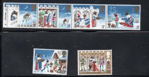 Great Britain  Sc  709-714  1973 Christmas  stamp set mint NH