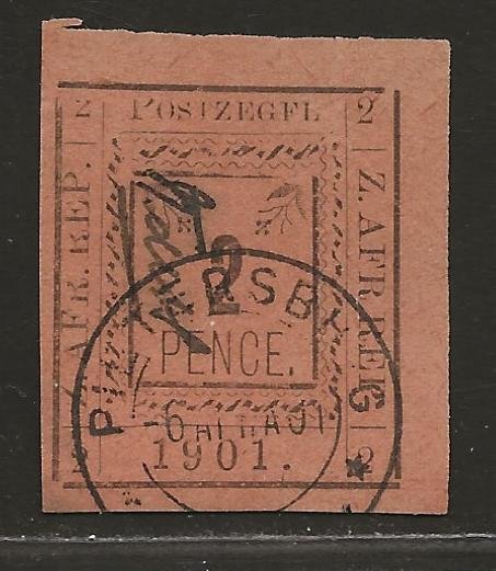 TRANSVAAL SC# 182 (SG#8f) NO PERIOD AFTER RIGHT 'AFR'   FVF/CTO