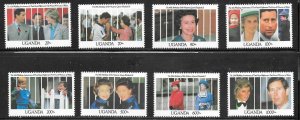 Uganda (1991) - Scott # 918 - 925,  MNH