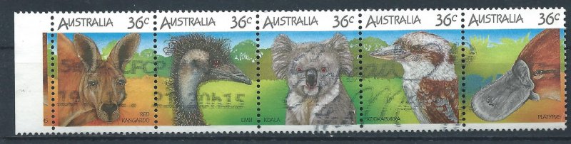 Australia 1986 - Australian wildlife strip of 5 - SG1023-7 used