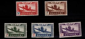 Dahomey Scott C6-C10 MH* Airmial stamps