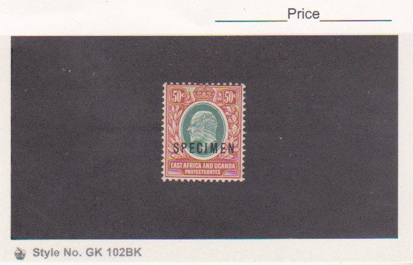 BRITISH EAST AFRICA Scott # 38 SG41 50c grey-green& orange-brown SPECIMEN MHOG