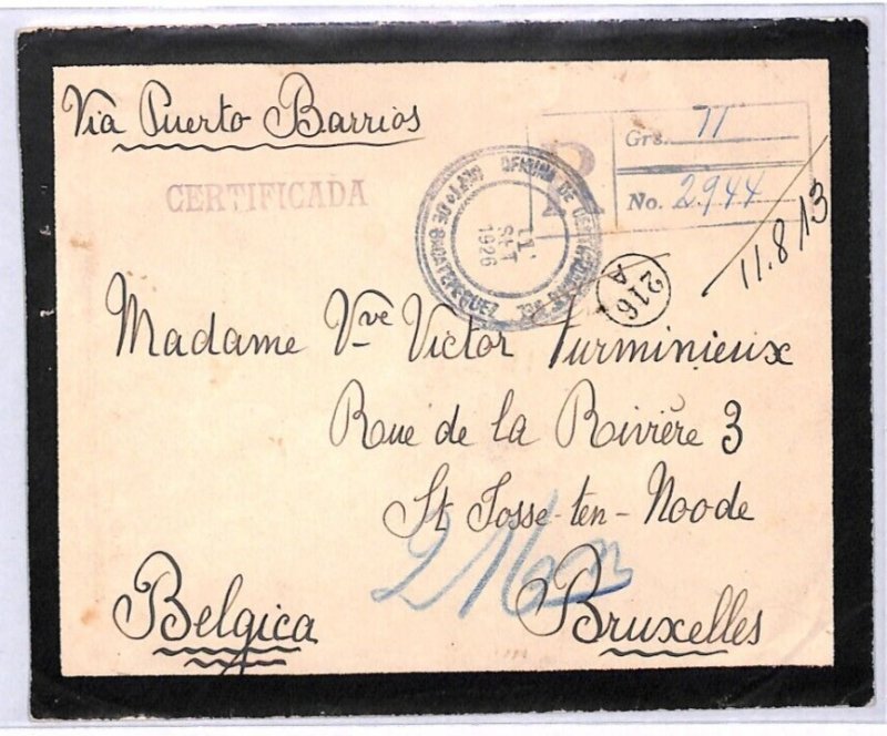 GUATEMALA Mourning Cover *SPECTACULAR FRANKING* TRANSATLANTIC 1926 Belgium YT336