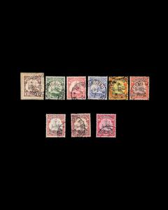 VINTAGE:KIAUTSHOU-GERMAN 1901 USD LHR,HHR,AD SCOTT #10-18  $143 LOT #1906x451