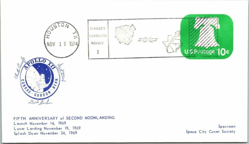 1974 Apollo XII - 5th Anniv - 2nd Moonlanding - Houston, TX - F16778