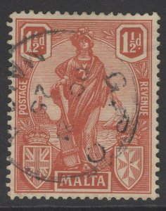 MALTA SG127 1923 1½d BROWN-RED USED