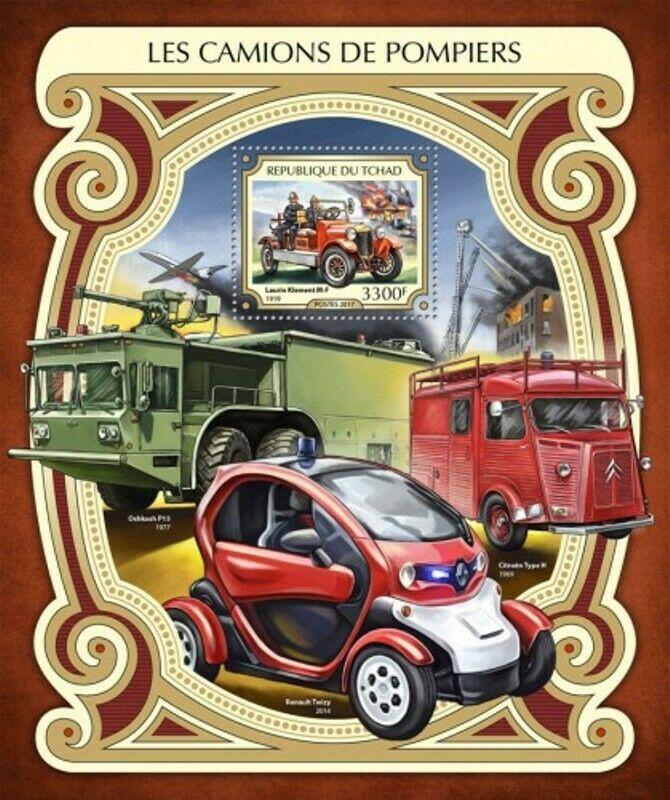 Chad - 2017 Fire Engines - Stamp Souvenir Sheet - TCH17216b