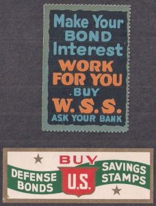 SAVINGS STAMPS labels: SCARCE WWI WSS Make Your Bond Interest Work For You BONUS