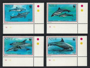 Niue WWF Pacific Dolphins 4v Corners 1993 MNH SC#651-654 SG#763-766 MI#822-825