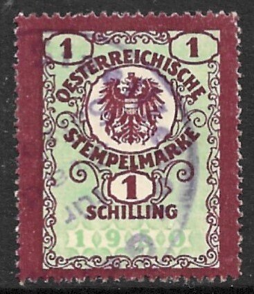 AUSTRIA 1950 1s Violet and Salmon General Duty Revenue Bft.38 VFU