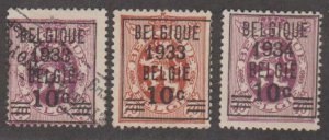 Belgium Scott #254-255-256 Stamp - Used Set