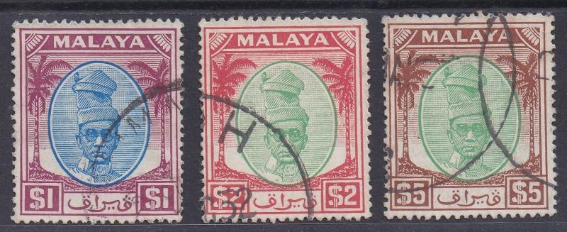 PERAK 1950 SULTAN $1 $2 AND $5 USED TOP 3 VALUES