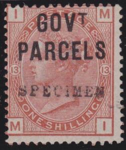 GB 1883 1/- GOVT PARCELS overprinted SPECIMEN Unhinged mint MNH.............3575