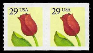 PCBstamps   US #2525 Coil Pair 54c(2x29c)Flower, rouletted 10 vert, MNH, (18)