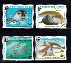 Mauritania stamps #597 - 600, MH OG,   complete set, marine life