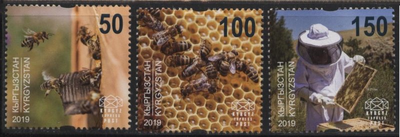 Kyrgyzstan KEP 125-127 (mnh set of 3 from s/s) beekeeping, apiculture (2019)