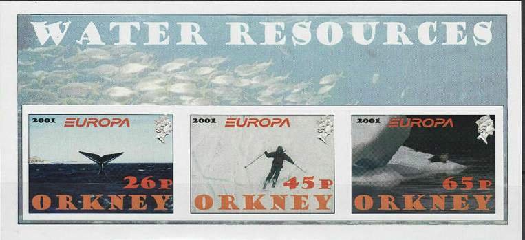 ORKNEY - 2001 - Europa,  Water Resources - Imp 3v Sheet-M N H -Private Issue