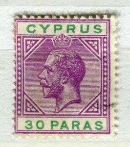 CYPRUS; 1912 early GV issue fine Mint hinged 30pa. value