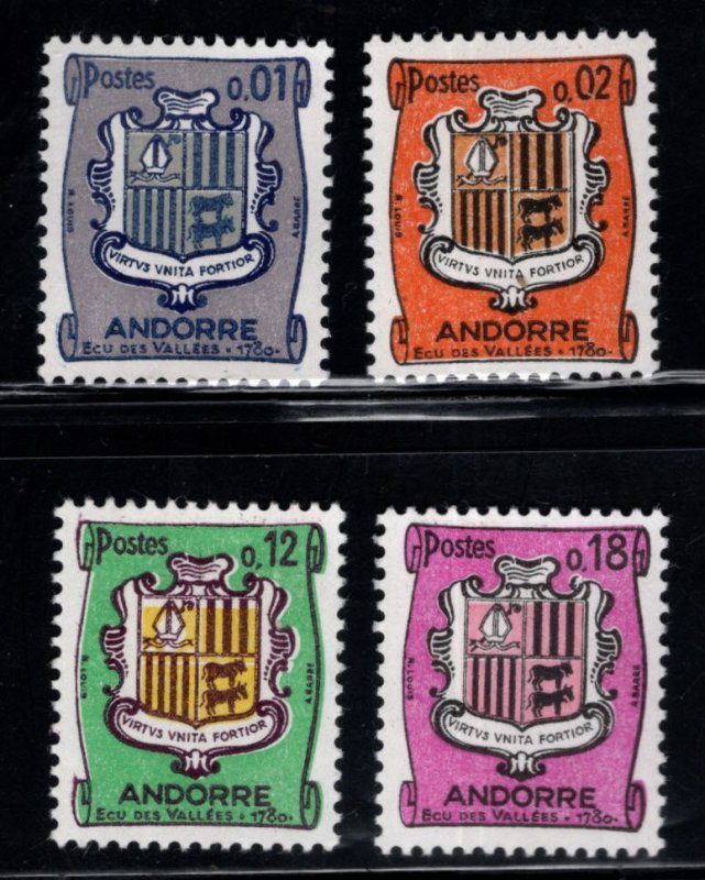 (French) Andorra Scott 161-164 MH* Coat of Arms  stamps