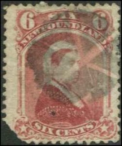 Newfoundland SC# 35 Victoria 6c Used Short Corner SCV $17.50