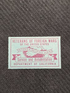 California Veterans of Foreign Wars XF Cinderella, CV $5