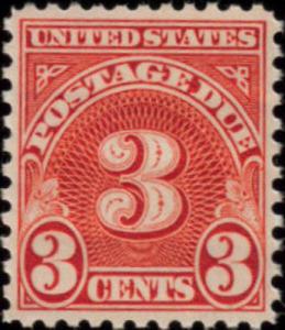 1931 3c Postage Due, Scarlet Scott J82 Mint F/VF NH