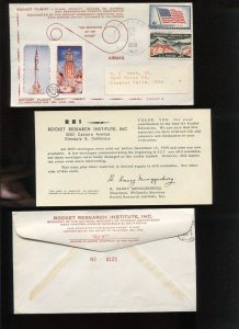 RRI ROCKET # 5 FLOWN COVER DEC 31 1958 NEVADA TO NIPTON CALIFORNIA (HR1113)